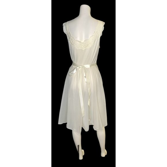 VTG Vanity Fair 60s Ivory Tricot Nylon Lace Chiffon Nightgown Peignoir Set Sz 34 - Picture 12 of 16